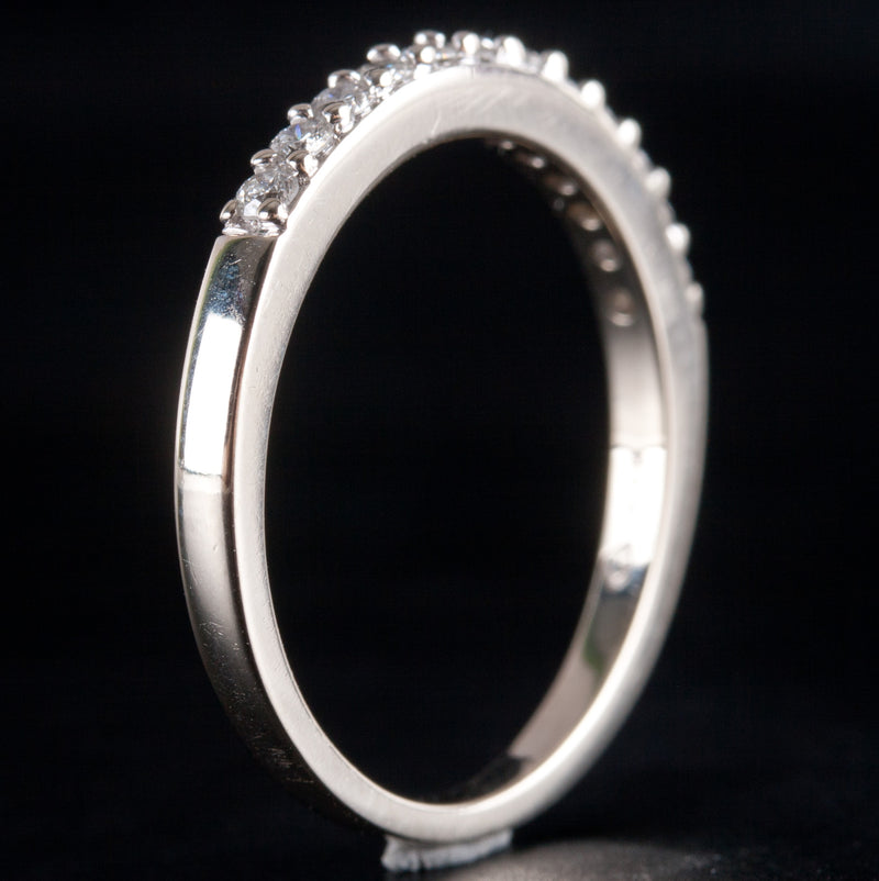 14k White Gold Round H I1 Diamond Wedding Band Ring .18ctw 2.12g
