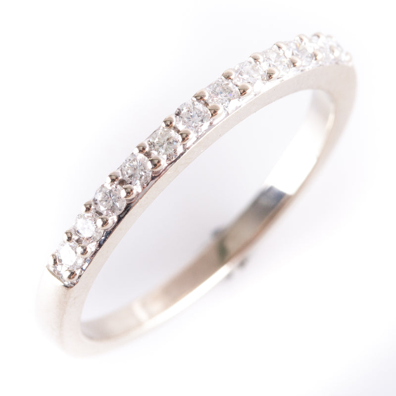 14k White Gold Round H I1 Diamond Wedding Band Ring .18ctw 2.12g
