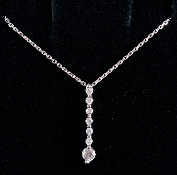 10k White Gold Round I SI2 Diamond Necklace .11ctw 1.45g 18" Length