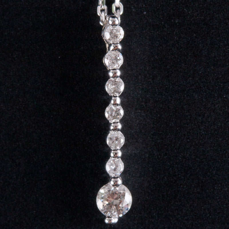 10k White Gold Round I SI2 Diamond Necklace .11ctw 1.45g 18" Length