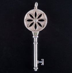 Tiffany & Co. Sterling Silver Diamond Key Style Pendant W/ Original Box 8.84g