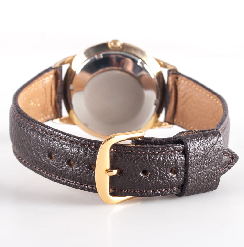 Vintage 1970's Gold Filled Bucherer Incabloc Wrist Watch W/ Calf Skin Band 38g