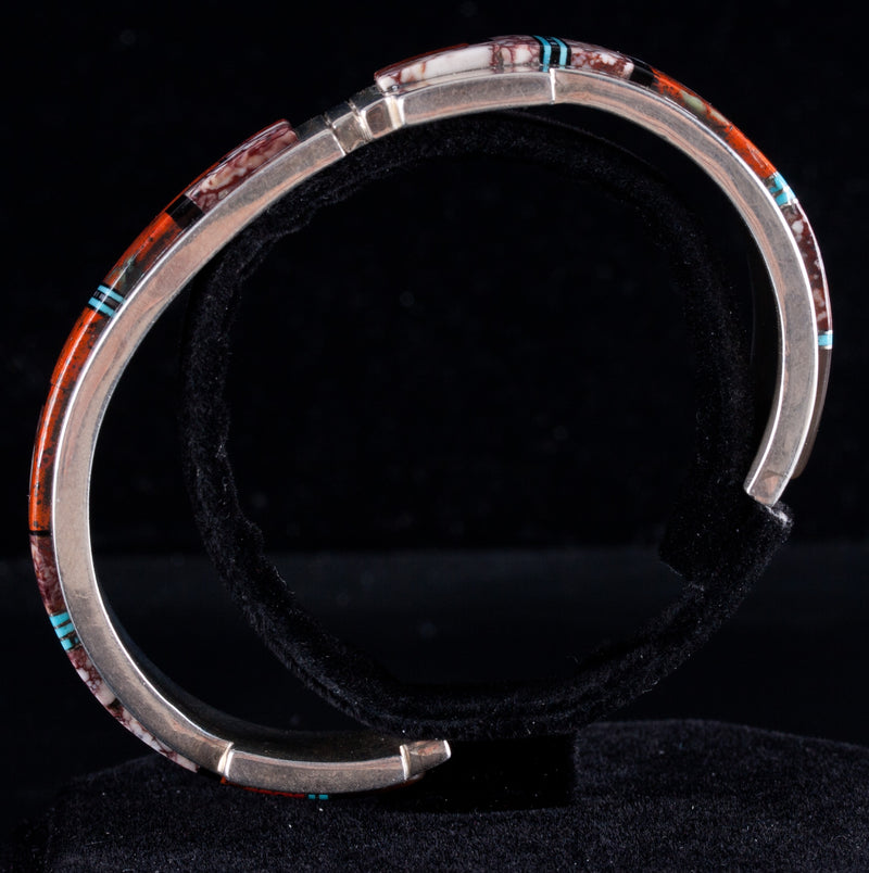 Sterling Silver Duran Gasper Zuni Inlay Multi-Stone Bracelet Pendant Set 54.5g