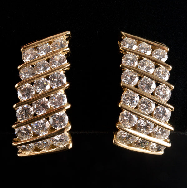 18k Yellow Gold H VS2 Diamond Clip-On Style Huggie Earrings 2.52ctw 11.89g