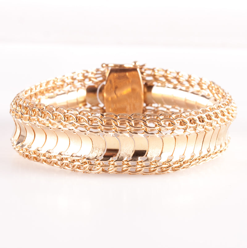 14k Yellow Gold Heavy Fancy Link Style Chain Bracelet 36.5g 7.25" Length
