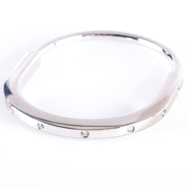 Tiffany & Co. 18k White Gold H VS2 Diamond Lock Style Bracelet W/ Box .31ctw 38g