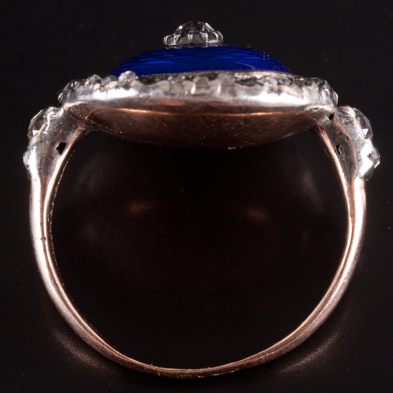 Vintage 1820's 14k Yellow Rose Gold Diamond Enamel Bracelet Ring Set 1.16ctw