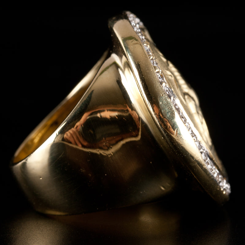 18k Yellow Gold Round H VS2 Diamond Leo Zodiac Halo Style Ring .40ctw 32.2g
