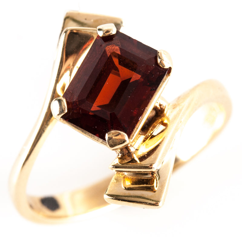 14k Yellow Gold AA Mozambique Garnet Bypass Style Solitaire Ring 1.95ct 3.7g
