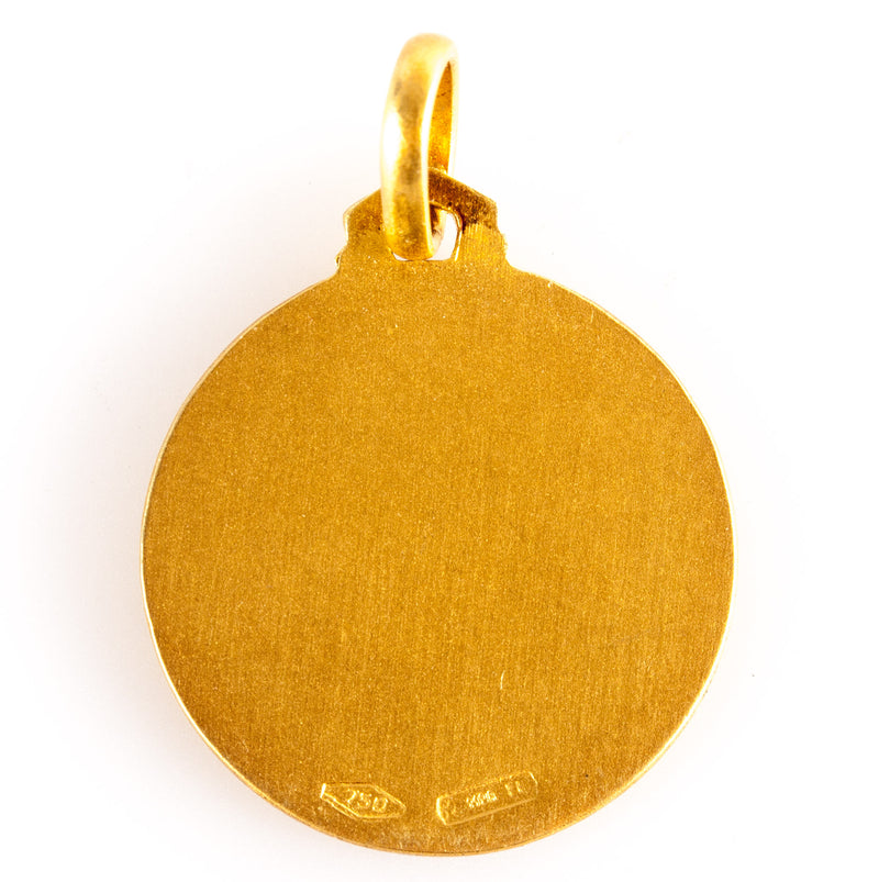 18k Yellow Gold Cherub Style Circular Pendant / Charm 3.2g 23.3mm x 16.2mm