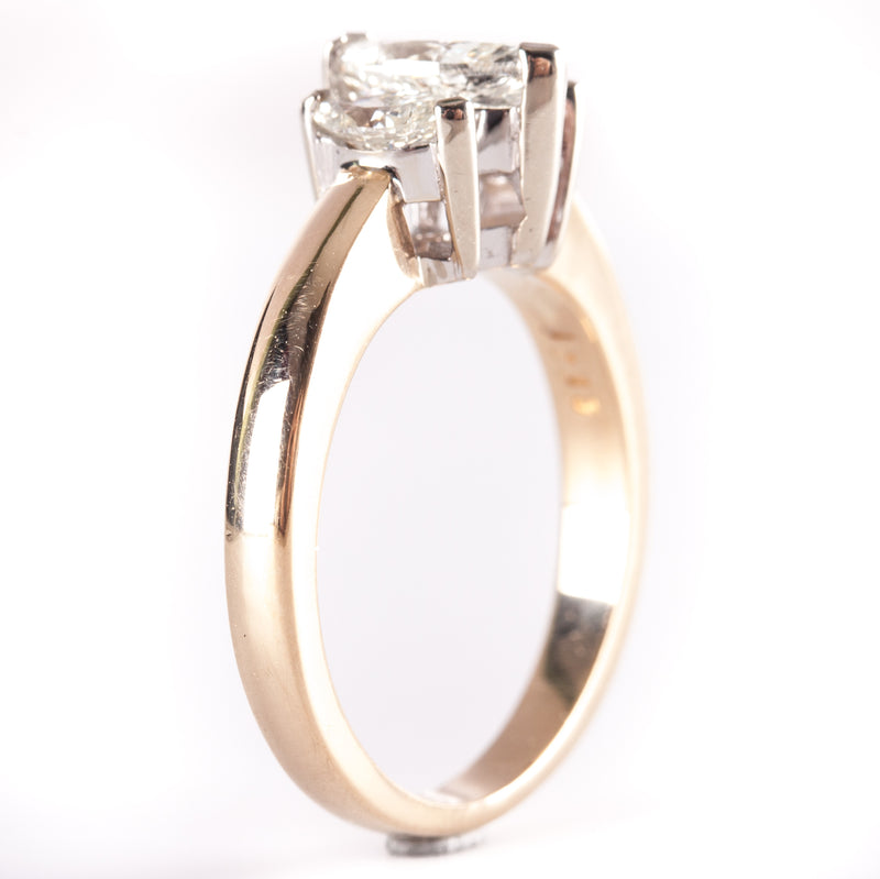14k Yellow White Gold Marquise Diamond Three-Stone Engagement Ring .75ctw 4.9g