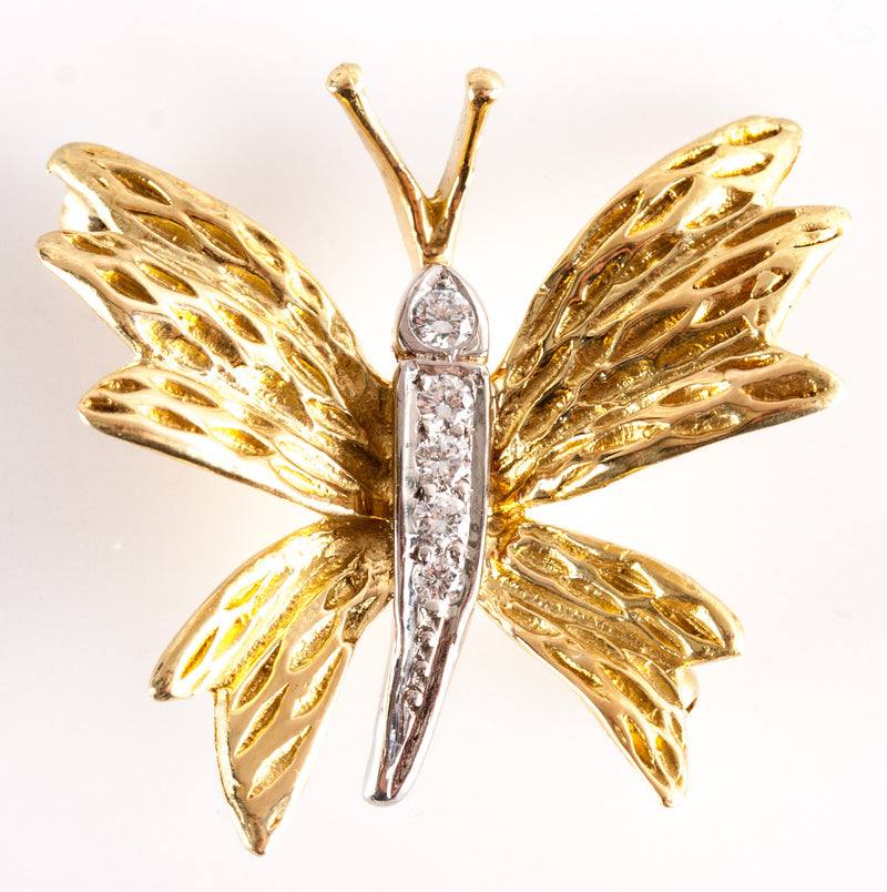 Tiffany & Co. 18k Yellow Gold Platinum Diamond Butterfly Brooch W/ Pouch .06ctw