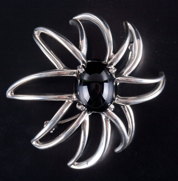 アクセサリー vintage silver925 onyx brooch Vintage Onyx Silver Brooch-silver Black Onyx Brooch-black