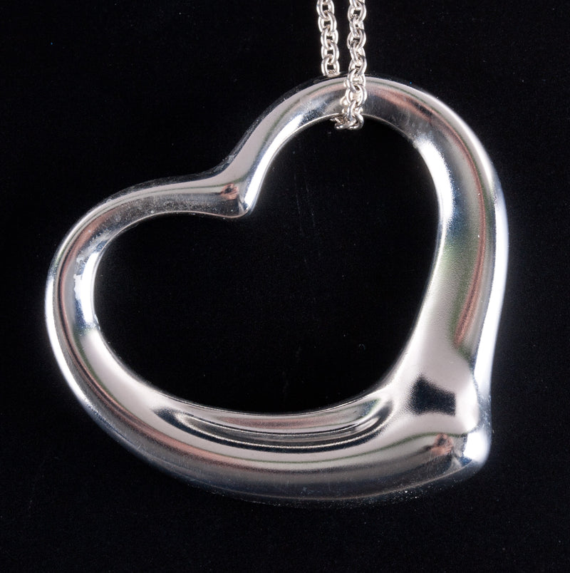 Tiffany & Co. Elsa Peretti Sterling Silver Open Heart Necklace W/ Pouch 18g