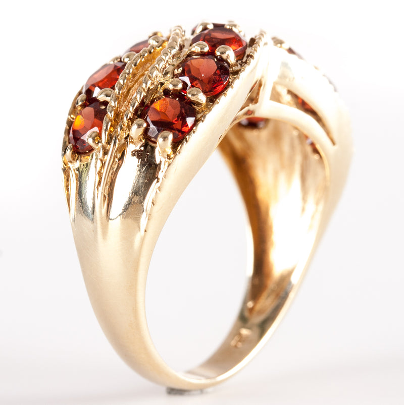 10k Yellow Gold Round Mozambique Garnet Cocktail Style Ring 2.34ctw 5.1g