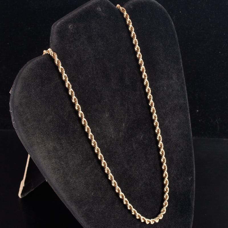 14k Yellow Gold Rope Style Chain Necklace 34.2g 24" Length 4.1mm Width