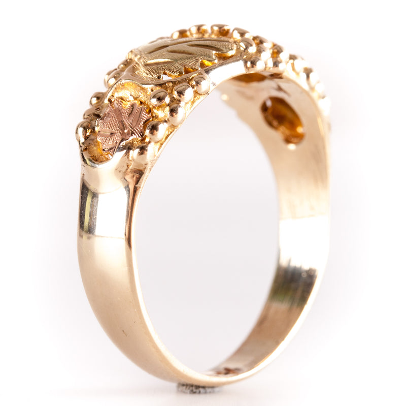 10k Black Hills Gold Tri-Color Floral Leaf Style Ring 4.59g