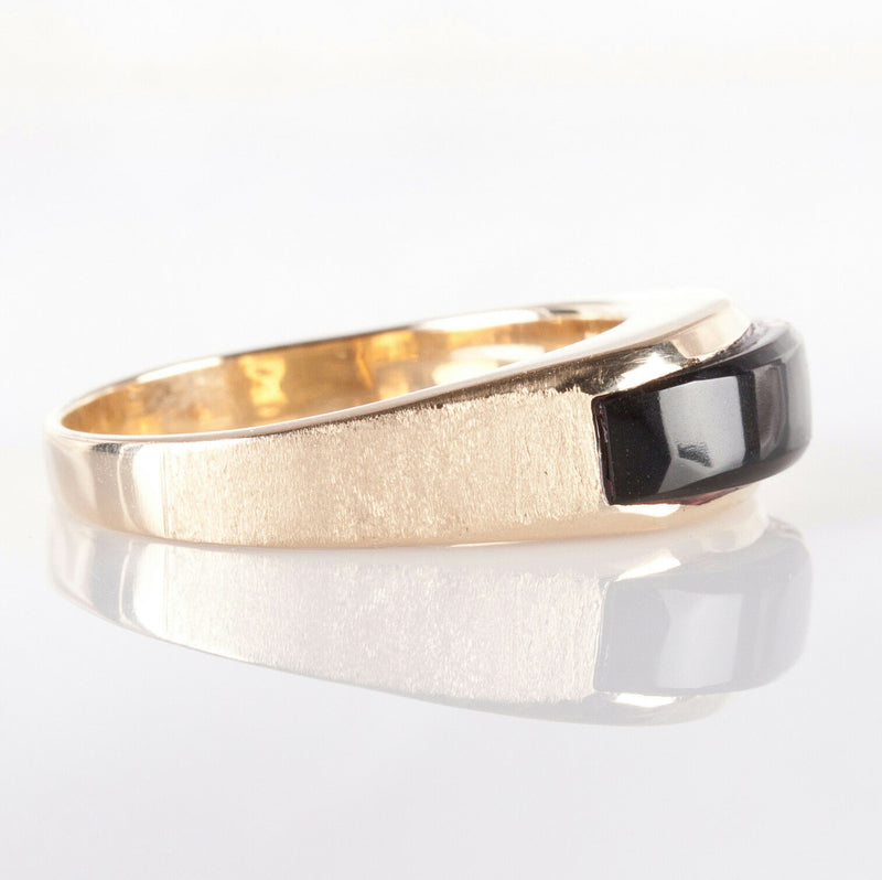 14k Yellow Gold Custom Made Inlay Cut Onyx Ring 6.3g Size 12
