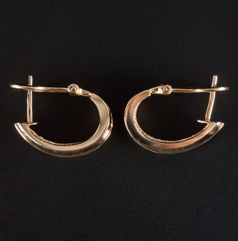 14k Yellow Gold Round H SI1 Diamond Huggie Earrings W/ Omega Backs .48ctw 7.12g