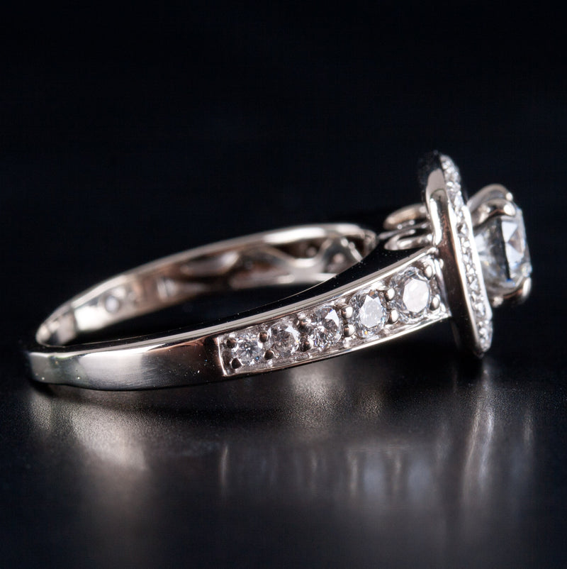 14k White Gold Round I SI2 Diamond Halo Style Engagement Ring 1.10ctw 4.32g