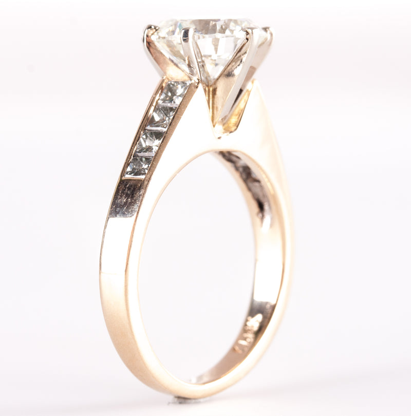 14k Yellow White Gold Round Diamond Solitaire Engagement Ring W/ Accents 2.95ctw