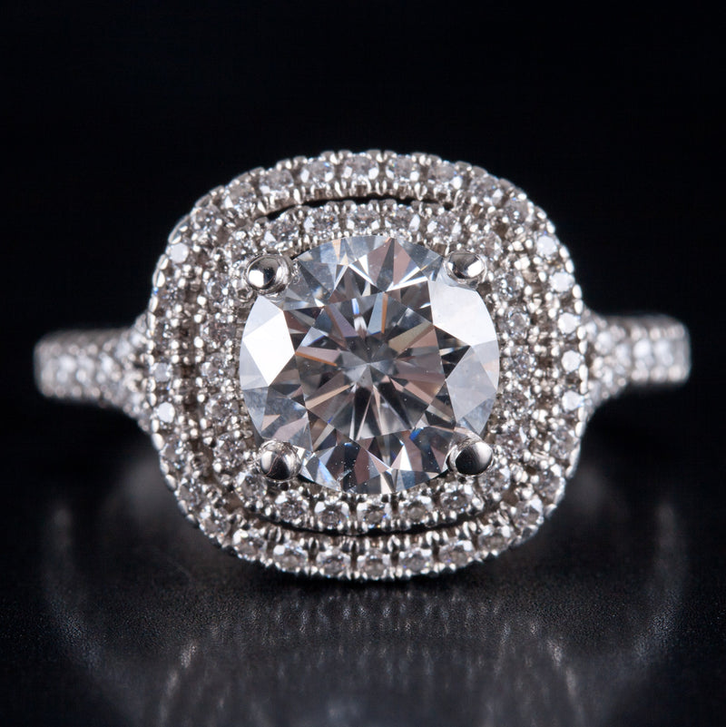 Platinum Round F SI1 Diamond Halo Style Engagement Ring W/ GIA Cert 2.31ctw