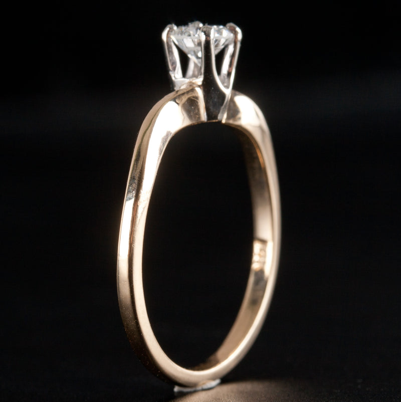 14k Yellow White Gold Round Diamond Solitaire Engagement Ring .34ctw 1.89g