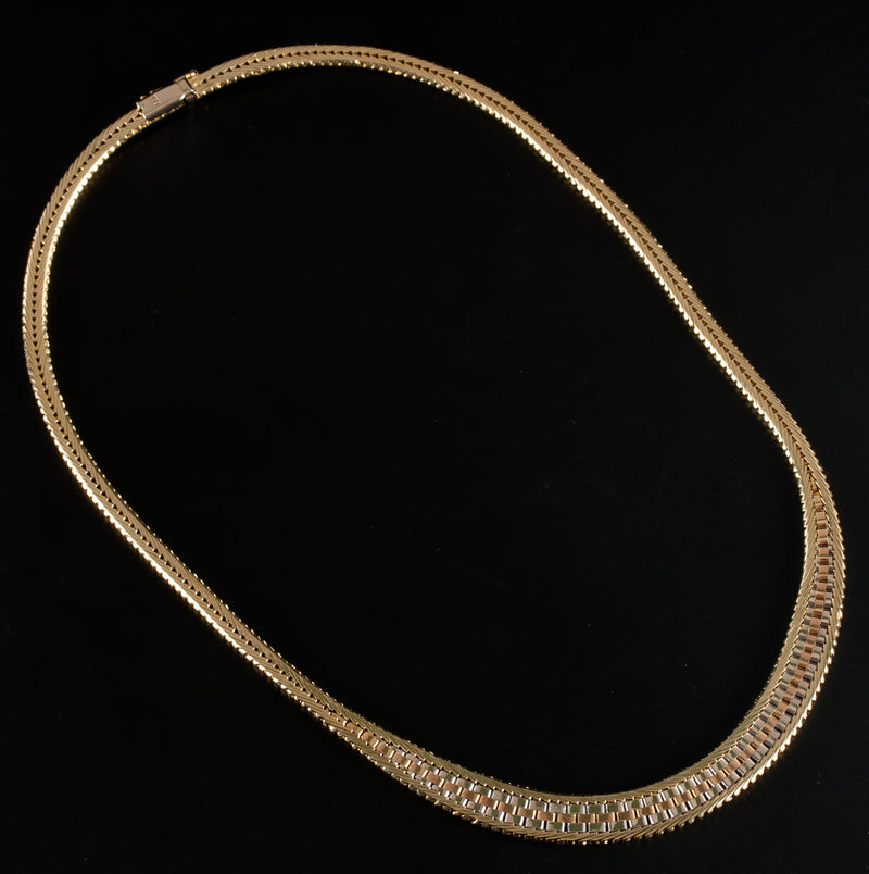 18k Yellow White Rose Gold Tri-Color Collar Style Chain Necklace 45.9g