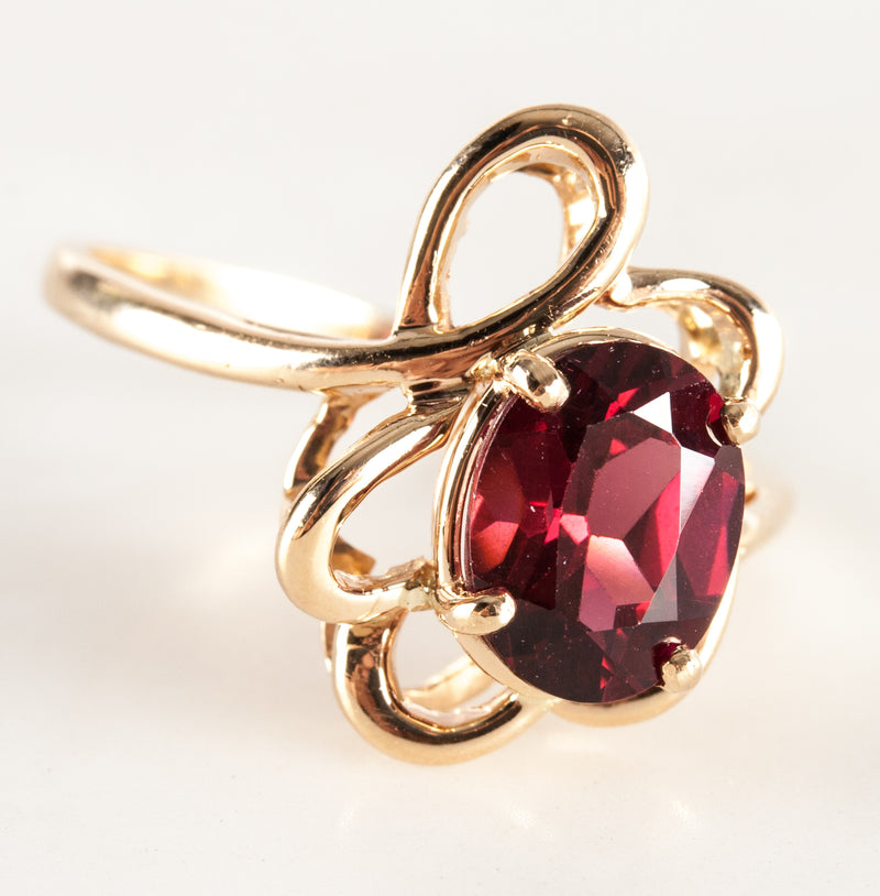 14k Yellow Gold Oval AA Rhodolite Garnet Solitaire Ring 2.3ctw 3.6g