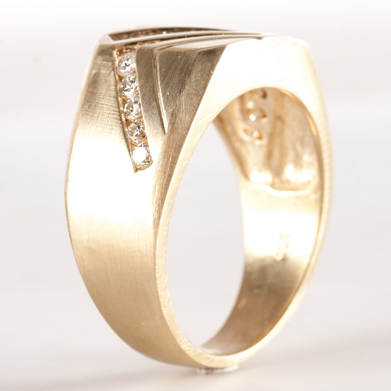 14k Yellow Gold Men's G SI1 Baguette Round Diamond Cocktail Ring .94ctw 14.71g