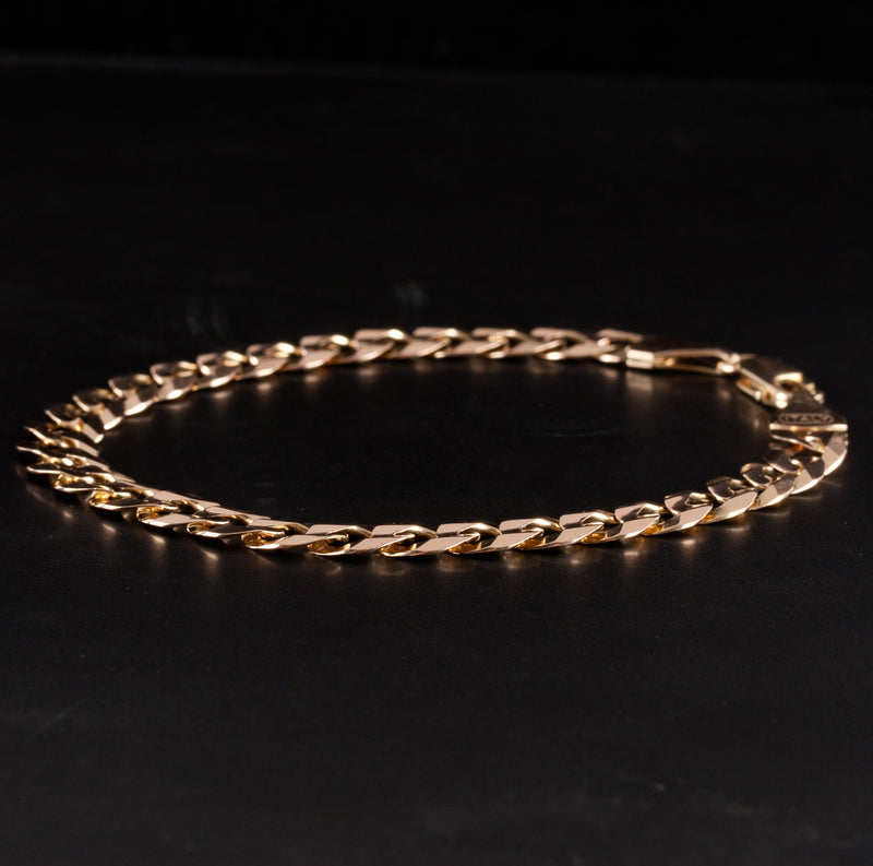 10k Yellow Gold Flat Curb Style Italian Chain Bracelet 11.09g 8.5" Length