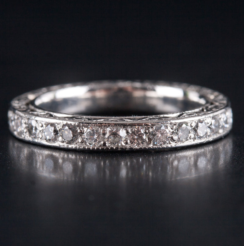 950 Platinum H SI1 Round Diamond Eternity Wedding Anniversary Ring .45ctw 5.6g