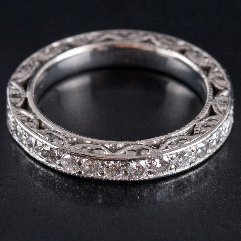 950 Platinum H SI1 Round Diamond Eternity Wedding Anniversary Ring .45ctw 5.6g