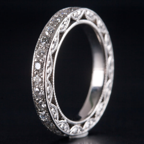 950 Platinum H SI1 Round Diamond Eternity Wedding Anniversary Ring .45ctw 5.6g