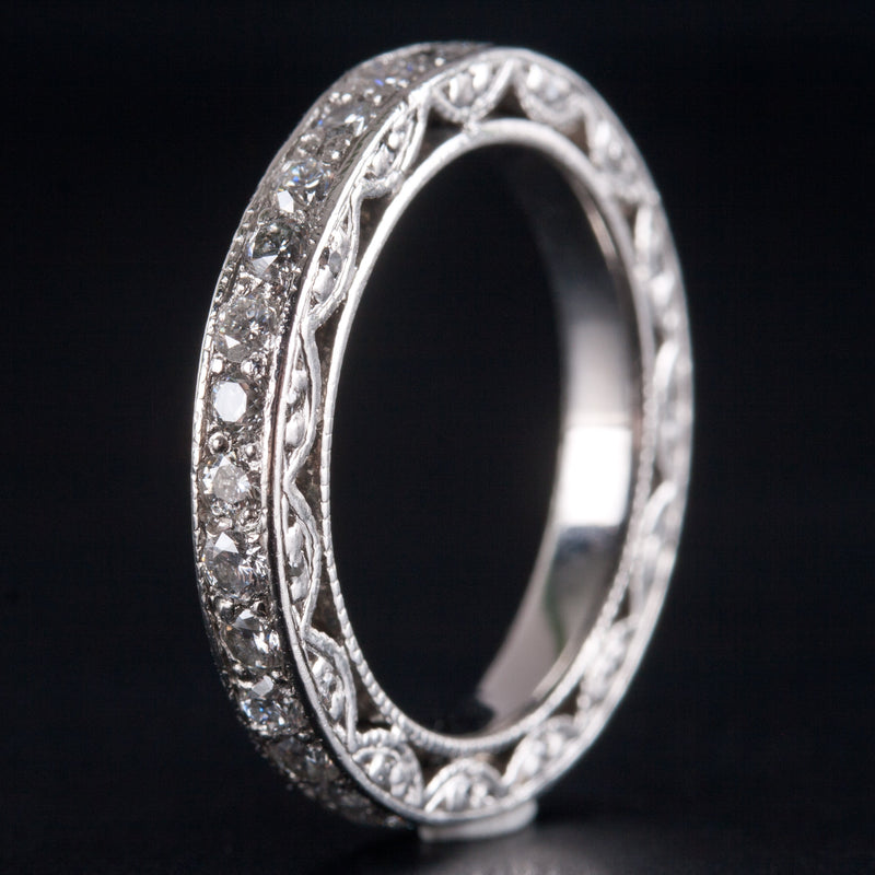 950 Platinum H SI1 Round Diamond Eternity Wedding Anniversary Ring .45ctw 5.6g