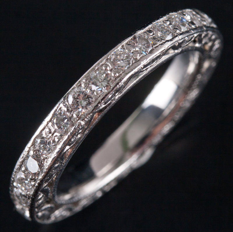 950 Platinum H SI1 Round Diamond Eternity Wedding Anniversary Ring .45ctw 5.6g
