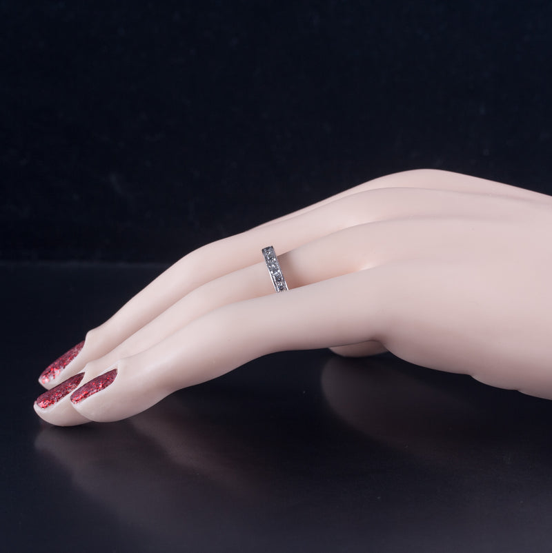 950 Platinum H SI1 Round Diamond Eternity Wedding Anniversary Ring .45ctw 5.6g