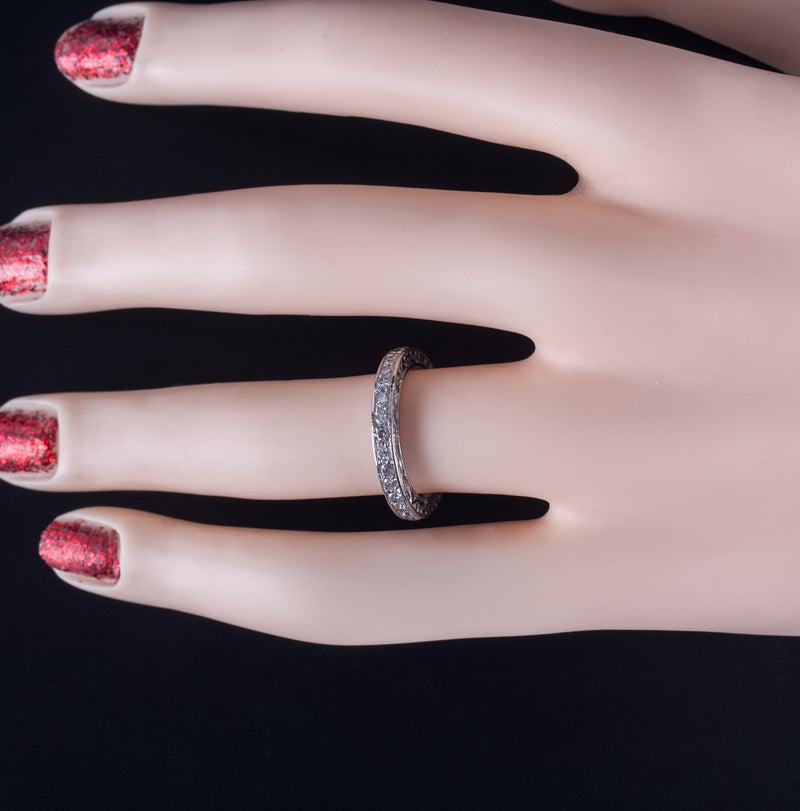 950 Platinum H SI1 Round Diamond Eternity Wedding Anniversary Ring .45ctw 5.6g