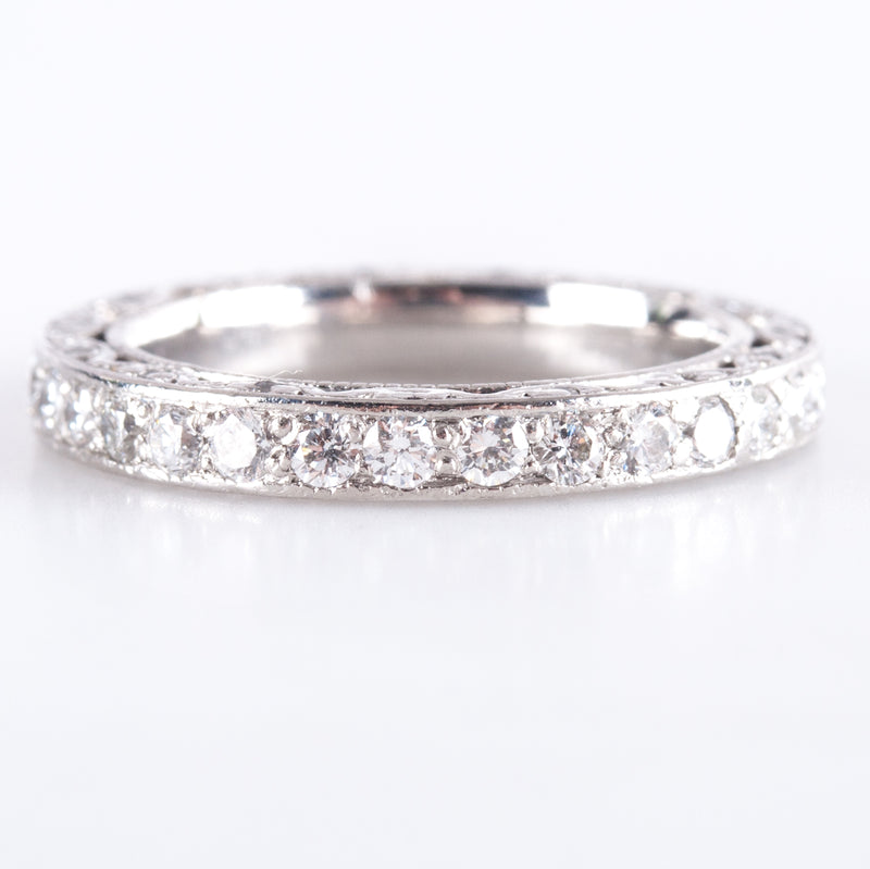 950 Platinum H SI1 Round Diamond Eternity Wedding Anniversary Ring .45ctw 5.6g
