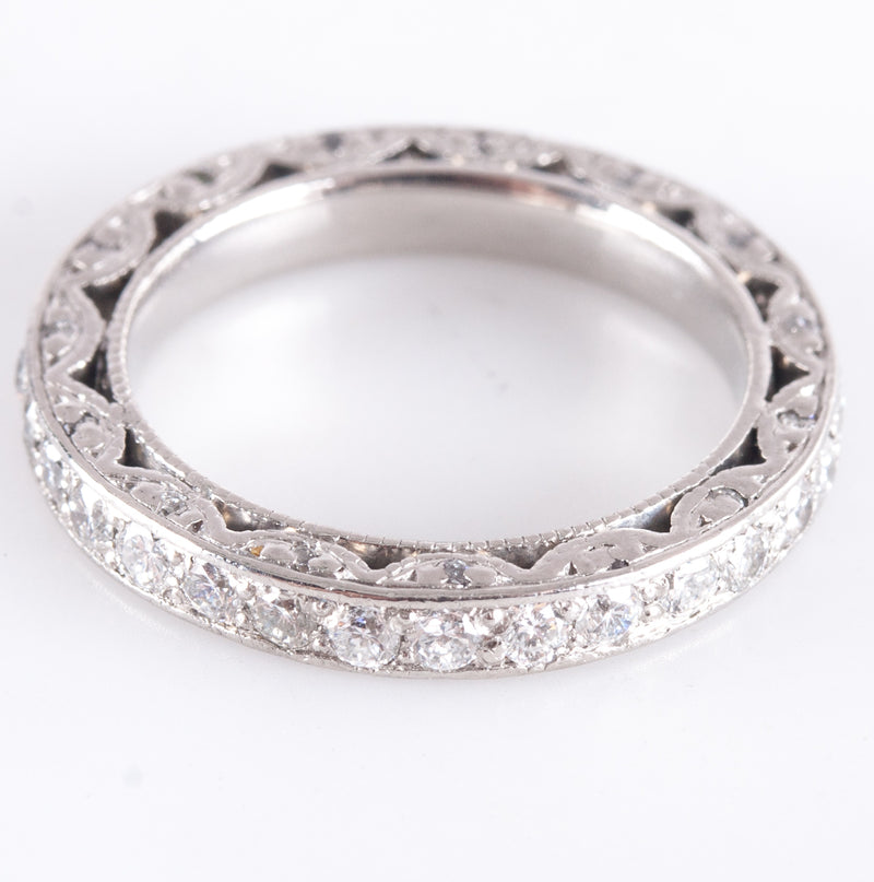 950 Platinum H SI1 Round Diamond Eternity Wedding Anniversary Ring .45ctw 5.6g