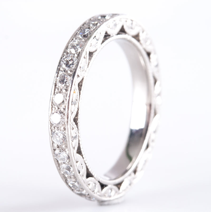 950 Platinum H SI1 Round Diamond Eternity Wedding Anniversary Ring .45ctw 5.6g