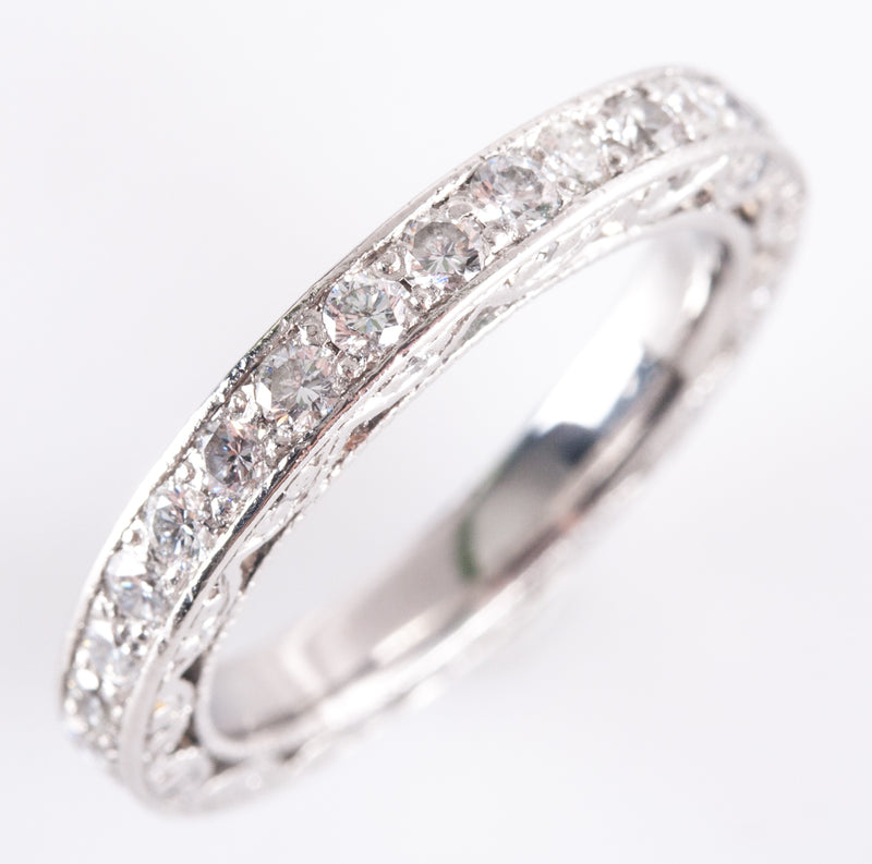950 Platinum H SI1 Round Diamond Eternity Wedding Anniversary Ring .45ctw 5.6g