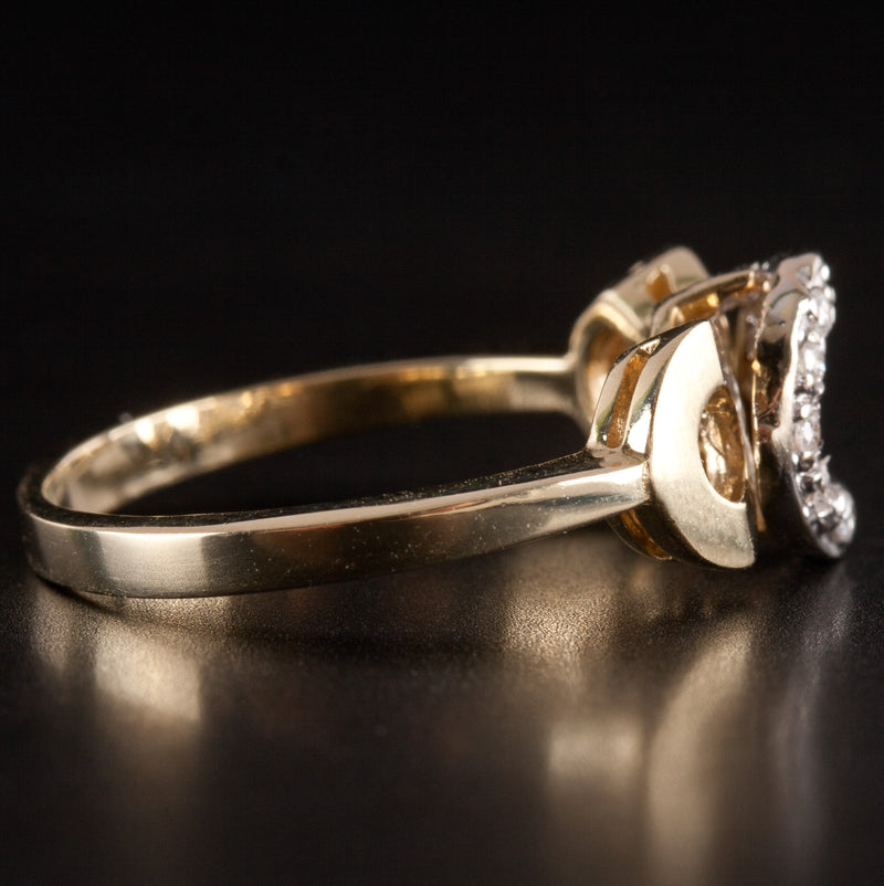 14k Yellow White Gold Round H SI2 Diamond Two-Tone Circle Ring .05ctw 3.33g