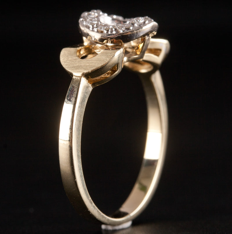 14k Yellow White Gold Round H SI2 Diamond Two-Tone Circle Ring .05ctw 3.33g