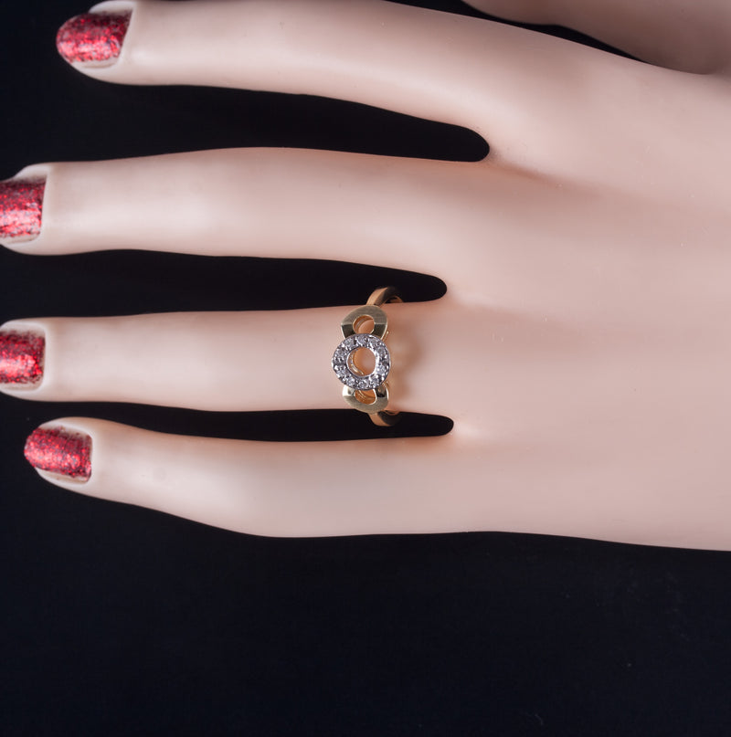 14k Yellow White Gold Round H SI2 Diamond Two-Tone Circle Ring .05ctw 3.33g