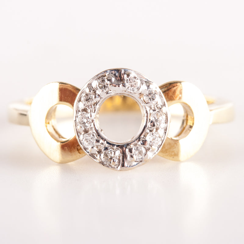14k Yellow White Gold Round H SI2 Diamond Two-Tone Circle Ring .05ctw 3.33g