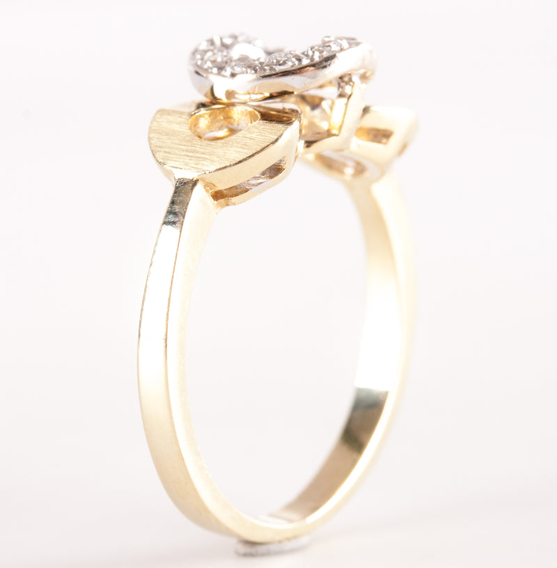 14k Yellow White Gold Round H SI2 Diamond Two-Tone Circle Ring .05ctw 3.33g