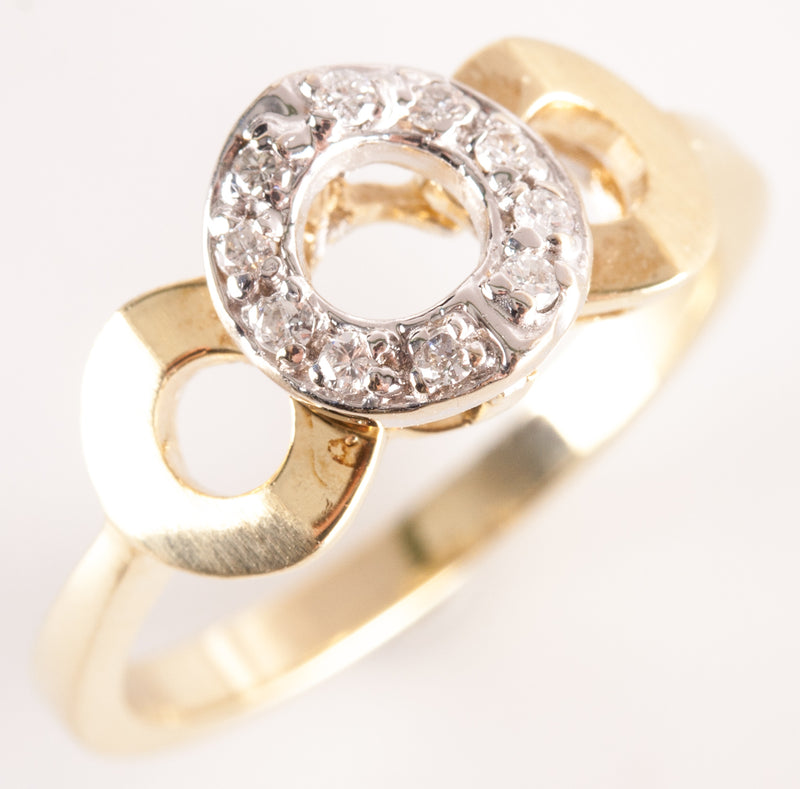 14k Yellow White Gold Round H SI2 Diamond Two-Tone Circle Ring .05ctw 3.33g