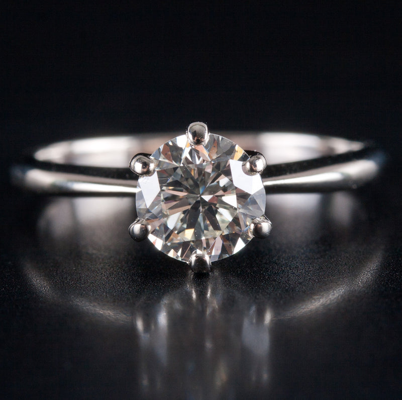 14k White Gold K VS2 Round Diamond Solitaire Engagement Ring .80ct 2.12g