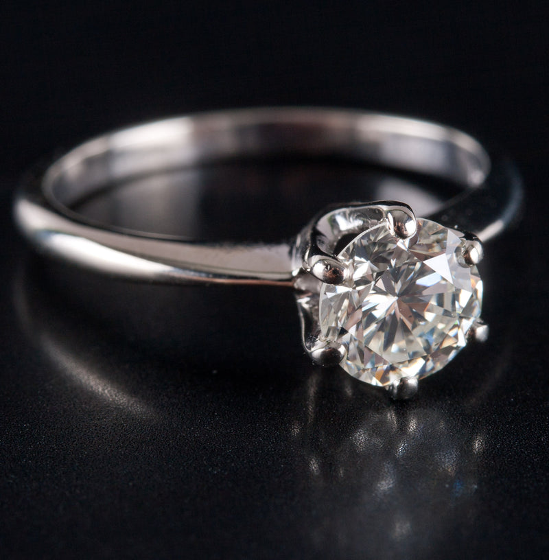 14k White Gold K VS2 Round Diamond Solitaire Engagement Ring .80ct 2.12g